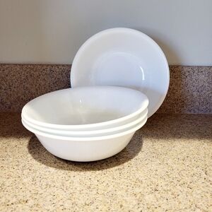 Corelle Vitrelle Winter Frost White Set of 4 Cereal Bowls 6 1/4" Diameter USA